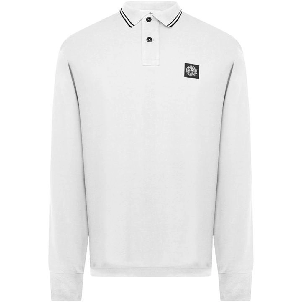 Stone Island Men'S Logo Cotton Compass Patch Polo Shirt - White